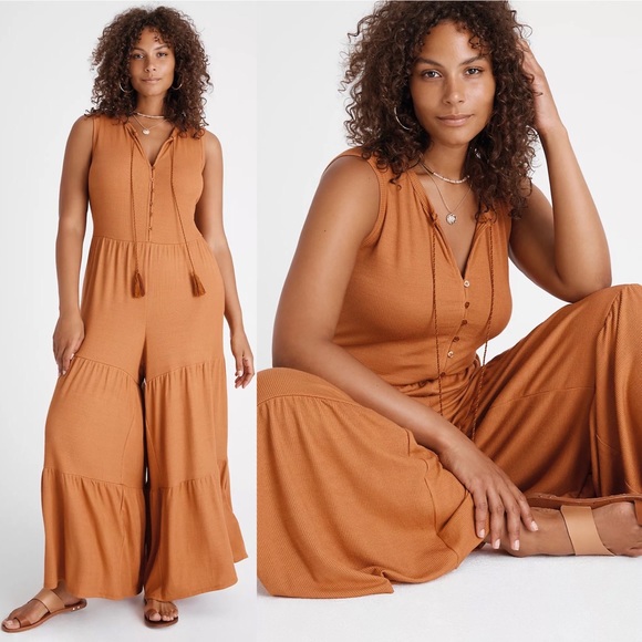 Anthropologie Pants - Anthropologie Saturday Sunday Marina Tiered Wide-Leg Jumpsuit Terra Cotta MP